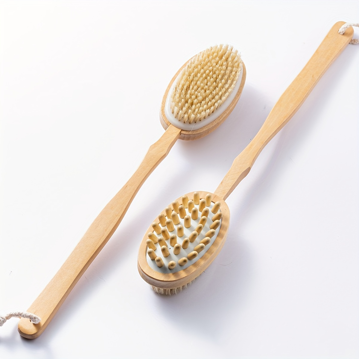 

Dual-sided Dry Brushing Body Brush With Long Handle - Fragrance-free, Battery-free, Ideal For Cellulite & Lymphatic , Shower Back Scrubber And Massager