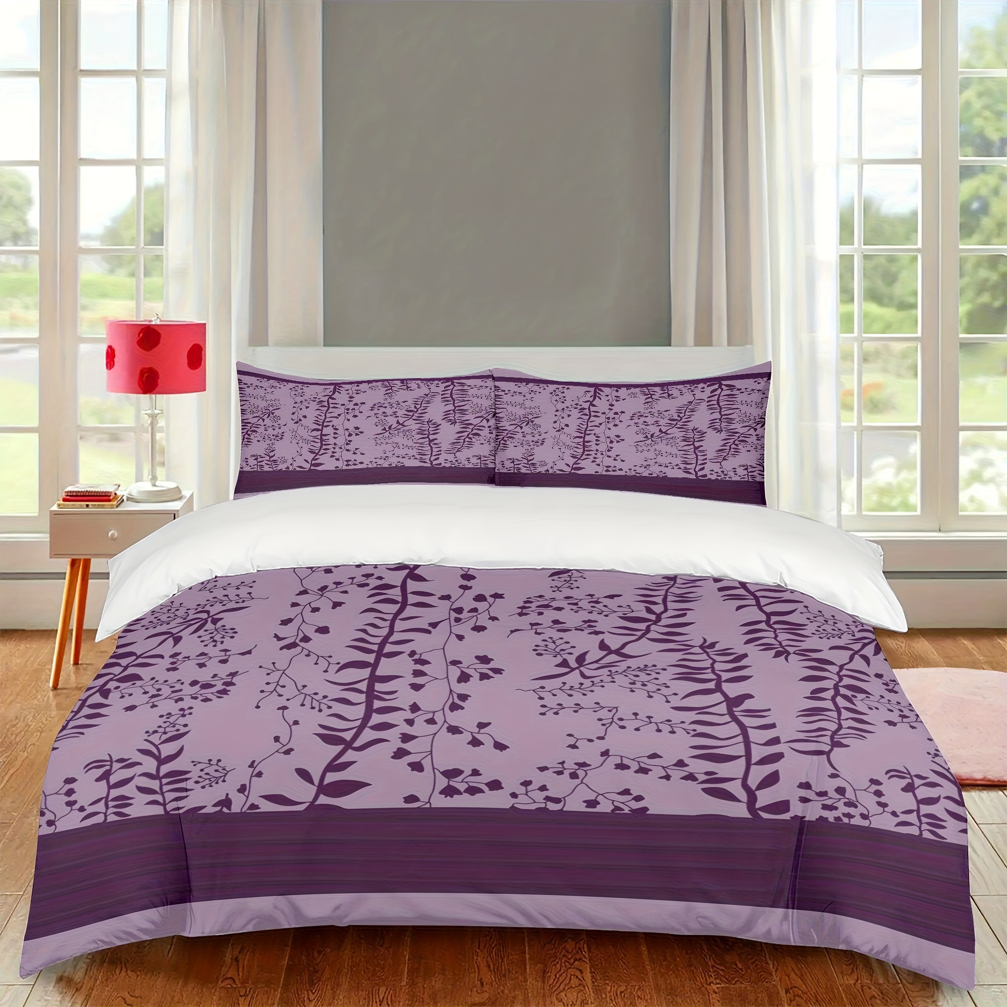 TEMU Zlienszus Queen Size Queen Size Comforter Set, 3pcs Decorative Bedding, Polyester, Woven, , Digital Printing, Machine Washable, With Multiple