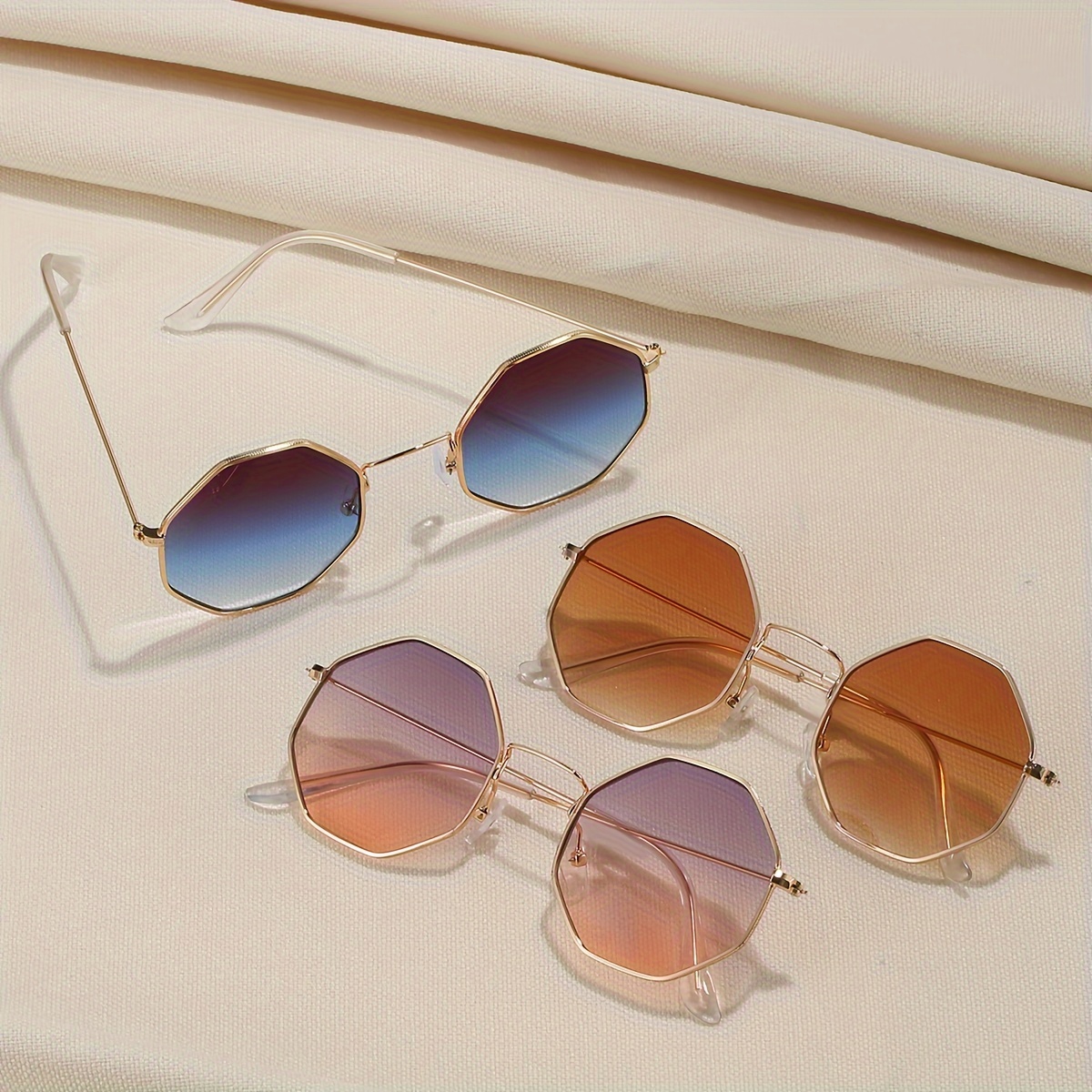 

3pcs Irregular Candy Color Gradient Glasses For Decoration For Driving Travel Beach