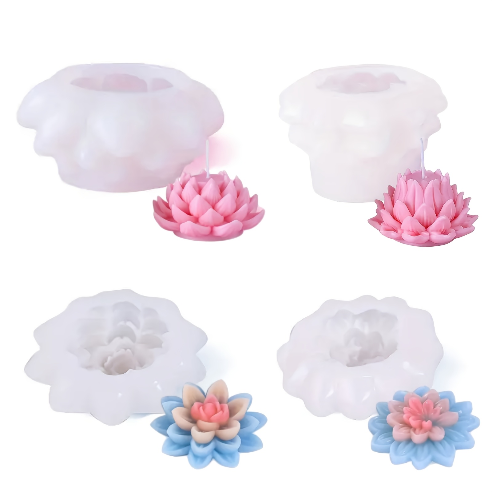 

3 Pcs Lotus Flower Candle Mold, 3 Different Flower Shapes Cake Molds, Reusable Diy Silicone Soap Molds For Resin Candle Soap Making Molds, Decoration