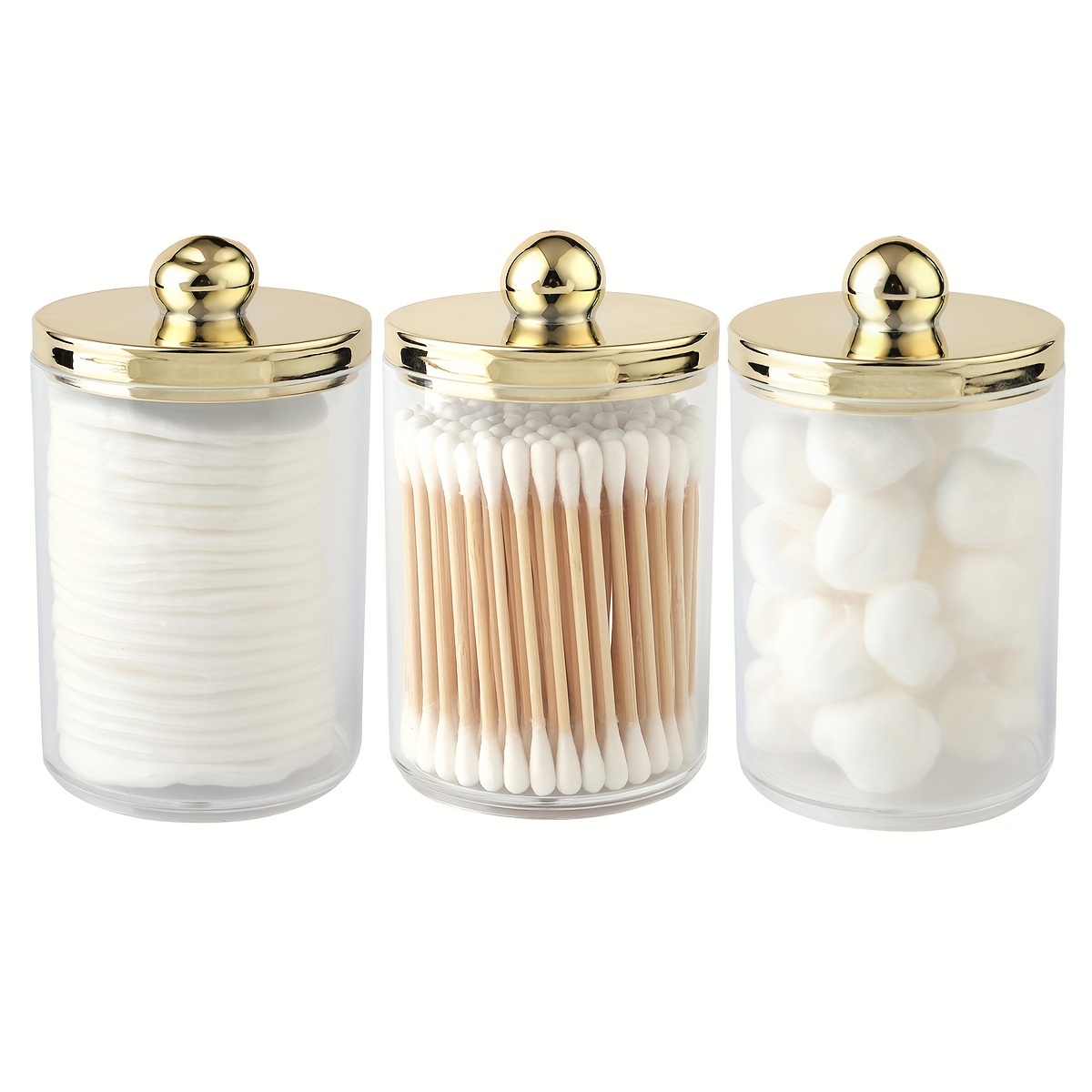 

Elegant 10 Oz Clear Cotton Swab Holder With Lid - Apothecary Jar Design, Makeup Organizer & Bathroom Dispenser For Cotton Balls And Pads