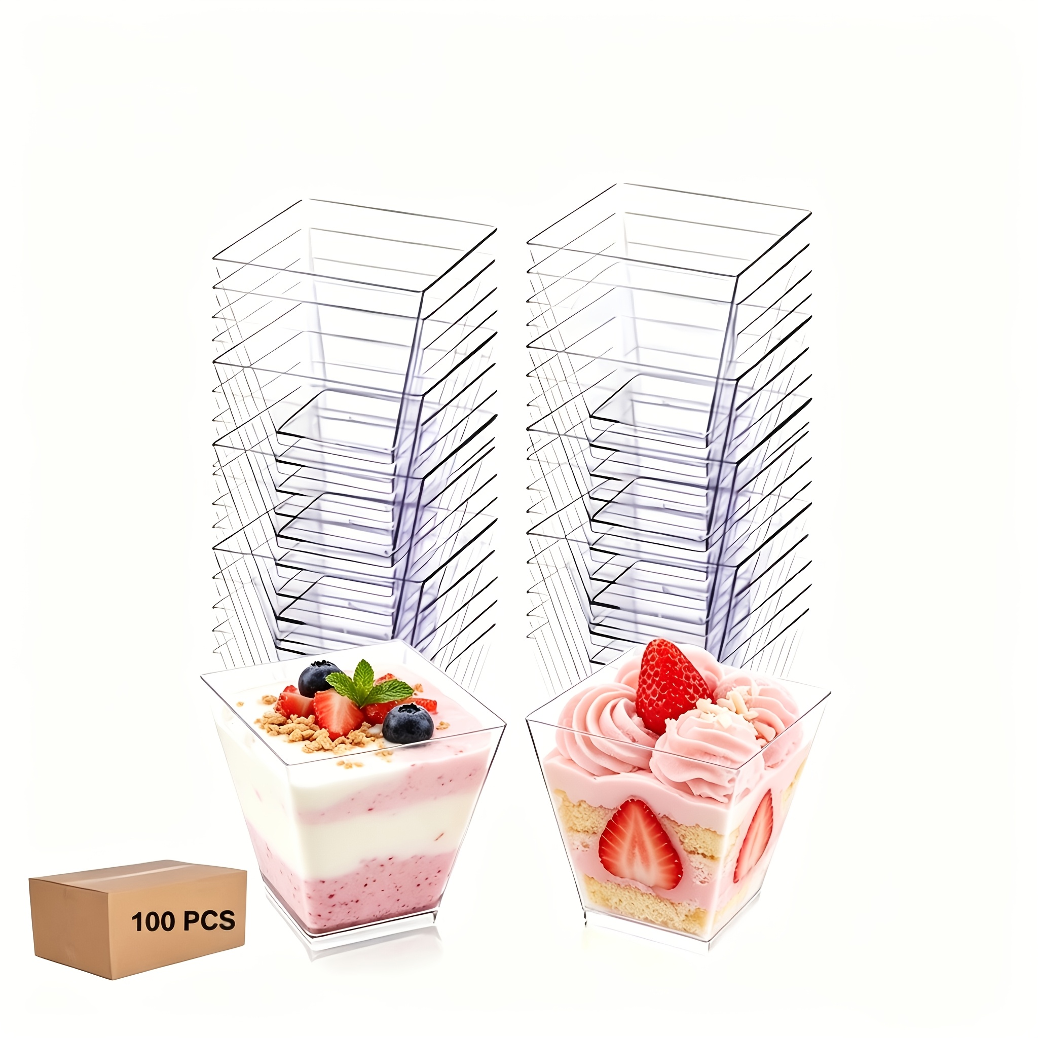 TEMU 100 pièces Gobelets à Mousse Élégants pour une Présentation Parfaite, Tiramisu, Pudding, Glace, , Apéritifs et Snacks de Fête. Convient pour