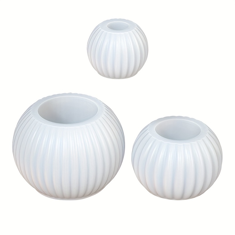 Image of Round Striped Candle Holder Silicone Molds, Mini Size Silicone Succulent Plant Pot Mould For Plaster Cement Resin Crafts, Silicone Jewerly Storage Jar Molds For Handmade Crafts, Home Decoration