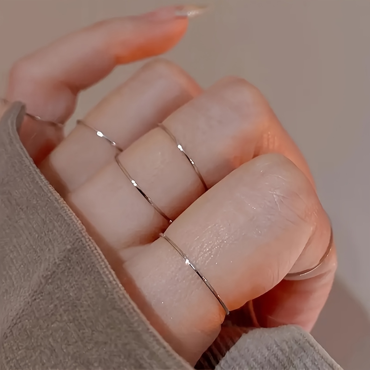 5 pieces/set of smooth stackable rings made of copper, easy and modern for women