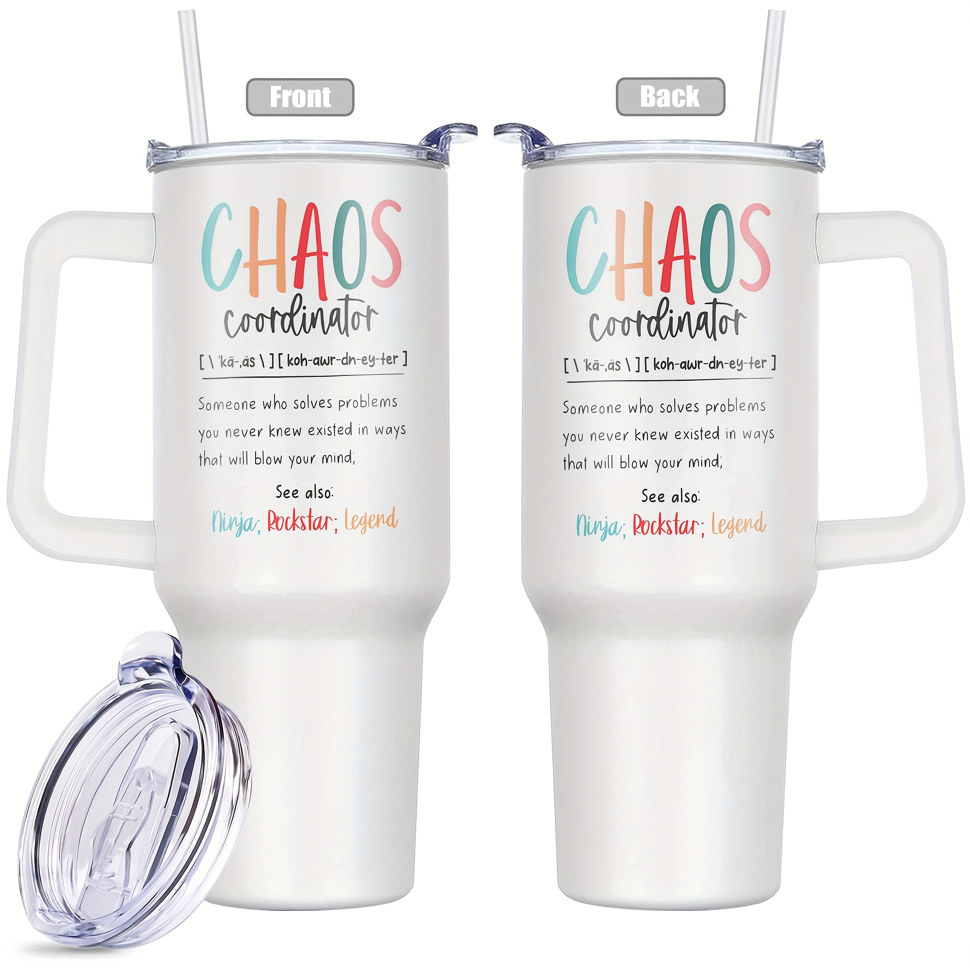 

Chaos Coordinator 40oz Tumbler - Perfect Gift For Women, Boss Lady Appreciation, Teacher & Coworker Thank You - Durable Metal, Reusable, Hand Wash Only