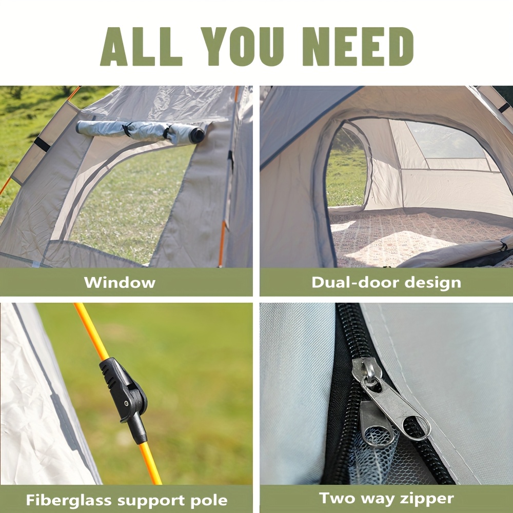 Lightweight Silver Outdoor Automatic Pop-Up Tent for Camping, Driving, Hiking, And Mountain Travel, Sunshade, Beach Tent, Portable And Foldable Shelter