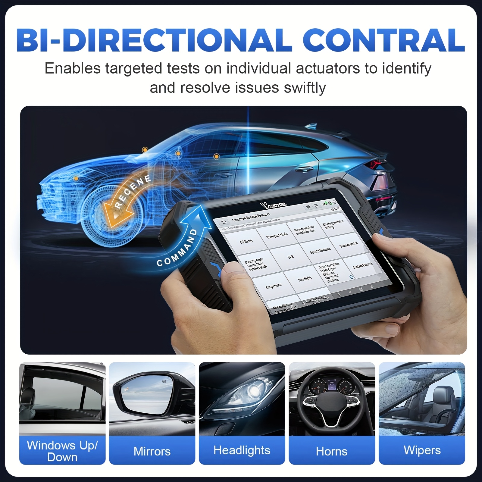 VDIAGTOOL VD80BT LITE Car Diagnostic Scanner - OBD2 Code Reader with FCA ECU Coding, PMI & DOIP Support, 28 Special Functions And 2-Year Free Updates