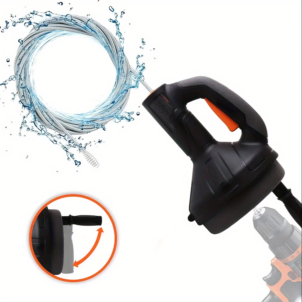 TEMU 2in1 Drain Auger Cleaner Unblocker Coil With 7m Cable - Sewage Pipe Cleaning Plumbing Tool, Suitable For Hand And Drill Using