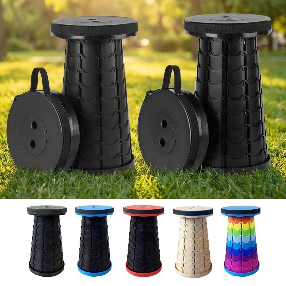 TEMU 2pcs Collapsible Stool, 400lbs, Portable Folding Stool, Telescoping , Lightweight Retractable Seat Fishing Outdoors Camping Hiking Indoors