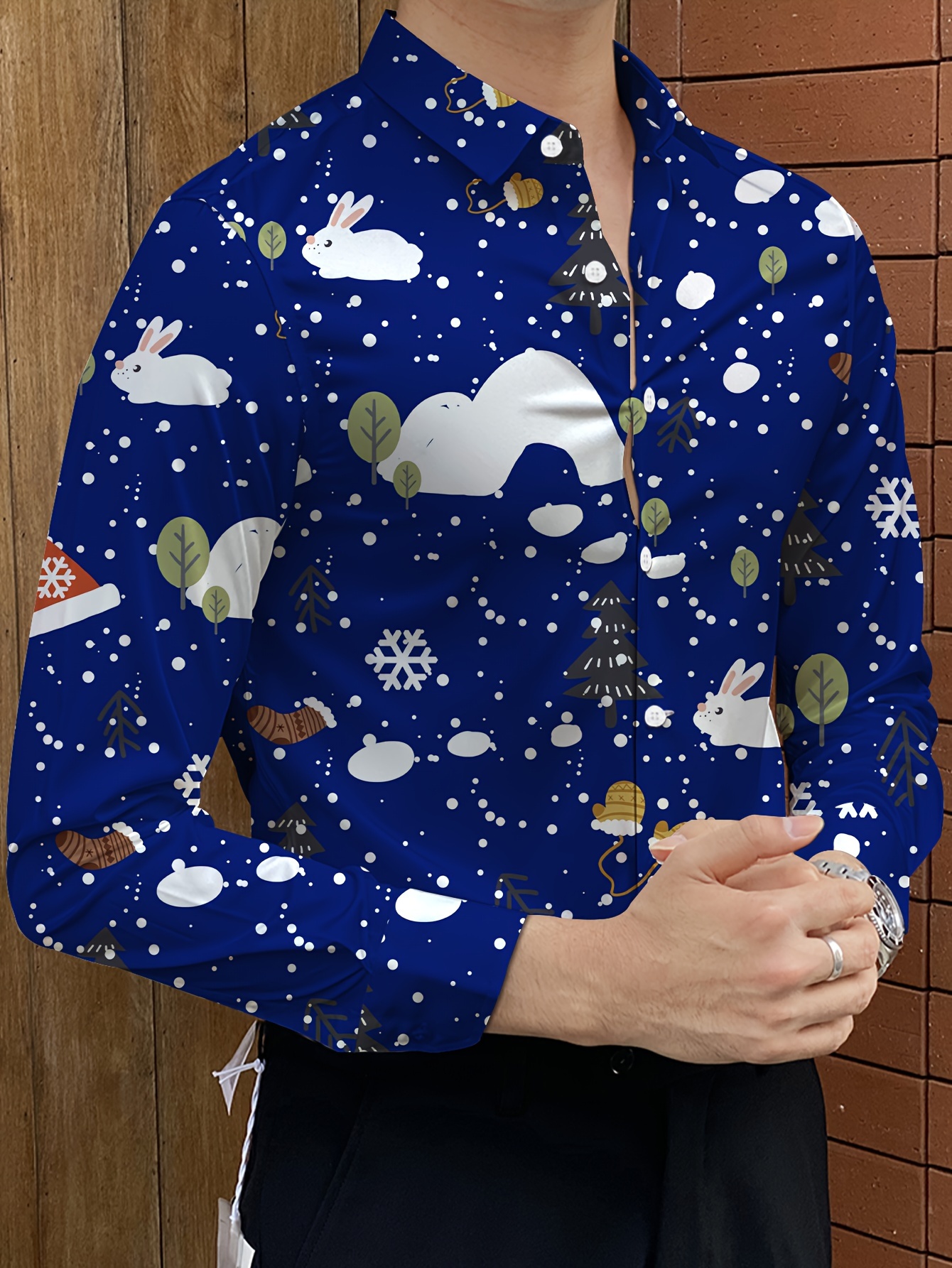 mens dress shirt christmas OppoSuits Men's Festivity Blue Long sleeve Shirt, Medium, Cotton your outfit is not completed without this festive collared shirt! mens dress shirt christmas edition
