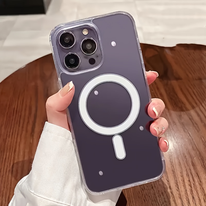item picture the transparent magnetic phone case is suitable for high definition   and does not interfere with the screen protector for iphone x to 16 series featuring a hard back and soft edges