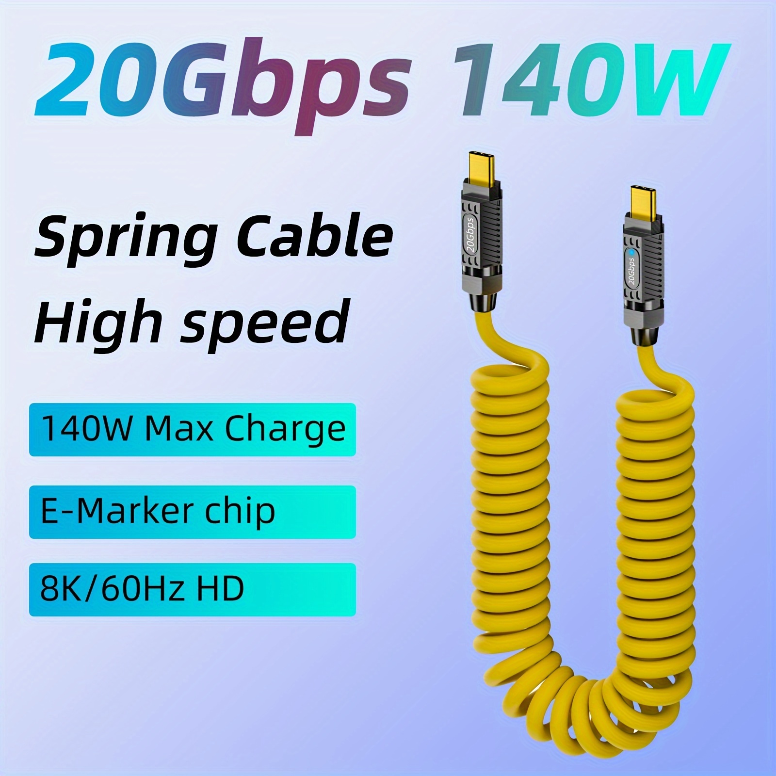 

Spring Data Cable, Usb C To Usb C Cable, 140w Fast Charging, Professional Fast Charging Cable, Support Phones, Tablets, Laptops