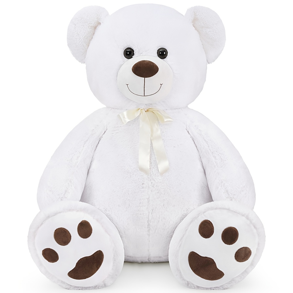 Image of Morismos Enormous Teddy Bear 5ft, Large White Teddy Bear Plush Toy 59", Fluffy And Soft Teddy Bear Stuffed Animal For Girlfriend, Boyfriend, Birthday, Anniversary
