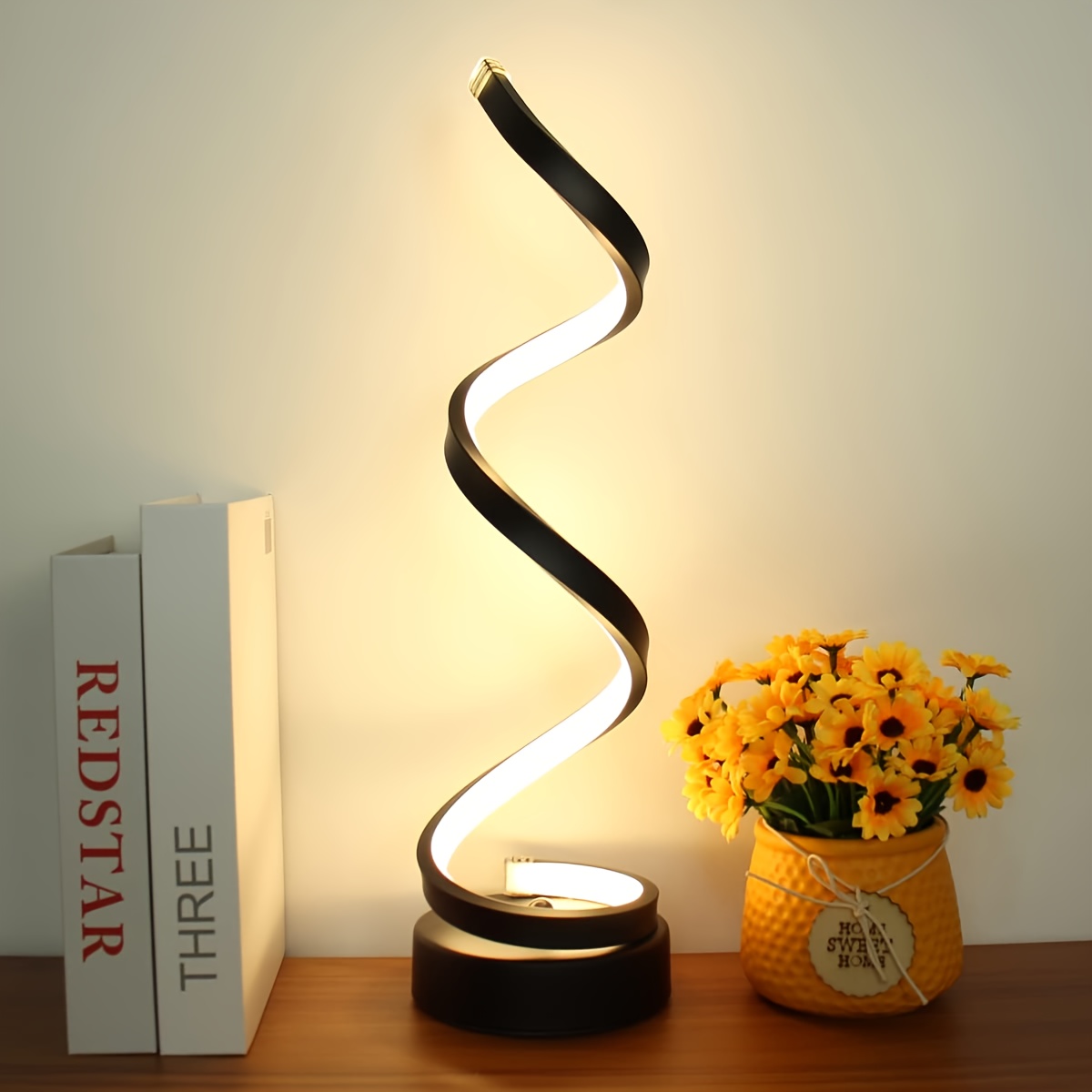TEMU 2/1pc Touch & Classic Vintage-inspired Spiral Table Lamps - 3-color Led Bulb Adjustable Arm, Usb-c Modern , Multifunctional For Bedroom, Living