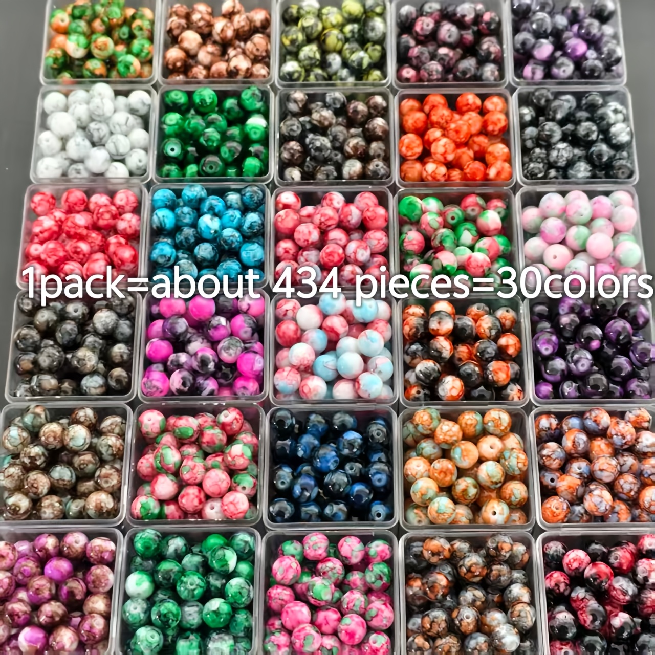 TEMU A Set Of 434pcs Of 8mm Vibrant Solid Color Glass Beads, Perfect For Decorating And Crafting Bracelets, Necklaces, Phone Chains, And Other