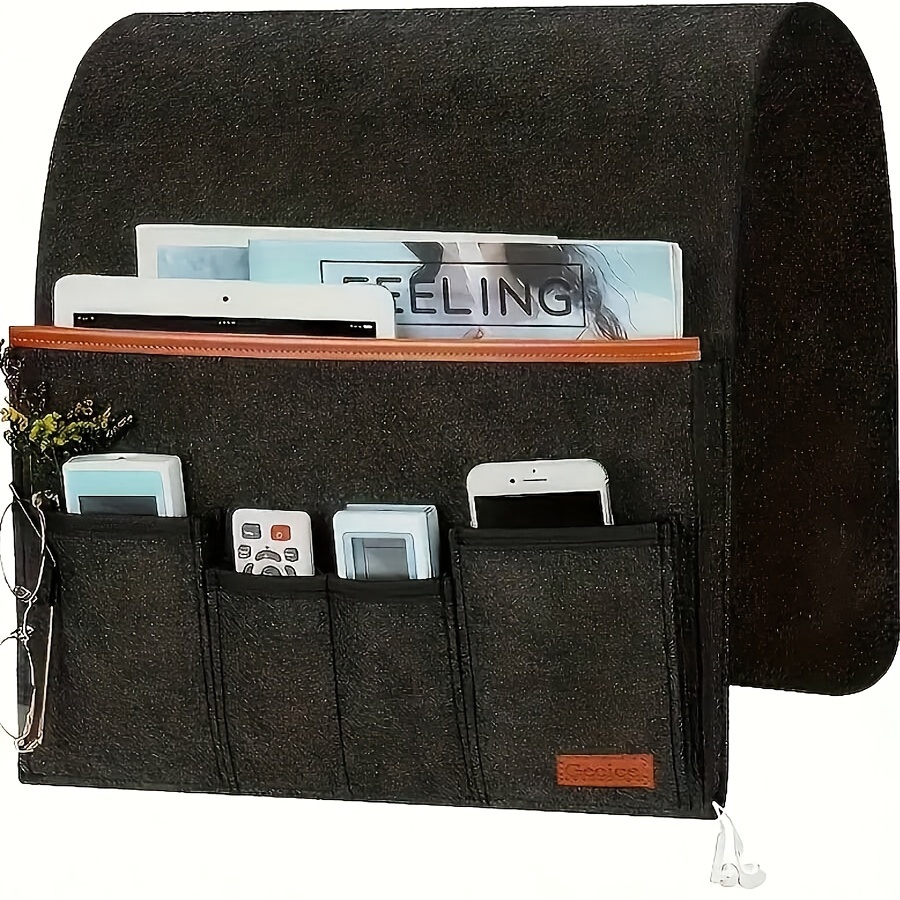 

1pc Canvas Hanging Storage Organizer Bag, Bedside Caddy, Non-waterproof Living Room Wall Hanging Felting Storage Pouch