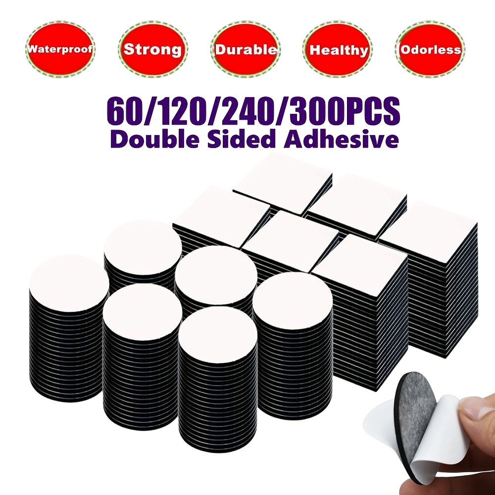 

60/120/240/300pcs Double Sided Foam Tape Strong Pad, Self-adhesive Tape And Rectangular, Super- Adhesive Mounting Suitable For Walls And Door, Wood, Metals, Glass, Papers