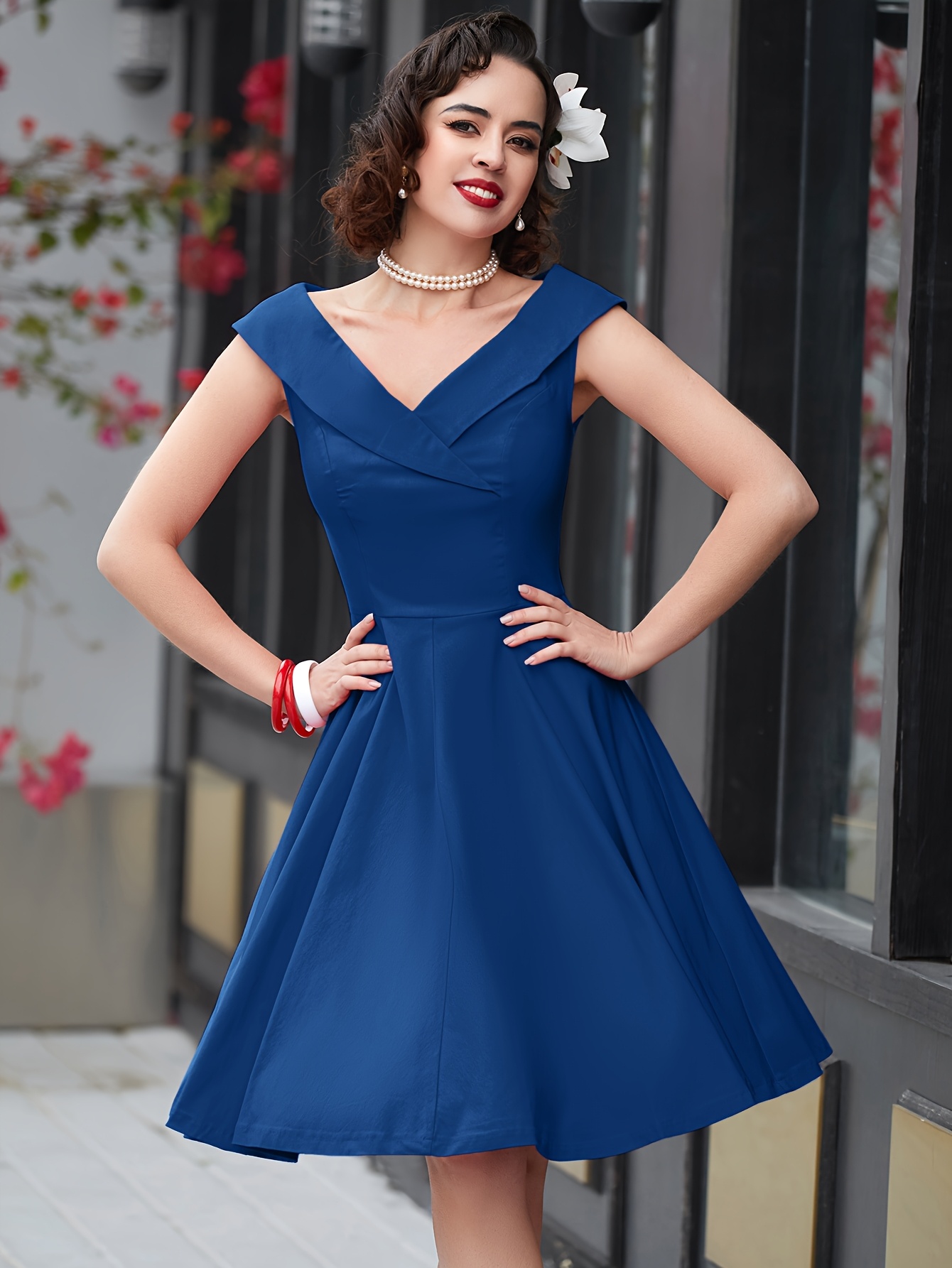 abito vintage anni 50 a linea a scollo a v Temu Italy