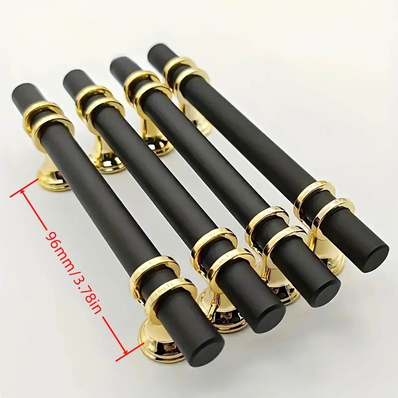 E-shop 4er-Set 6"/8" Schrankgriffe, Edelstahl T-Stab Schubladengriffe, Schrankgriff für Küche, Möbelbeschläge, Matt vergoldenet, 9,6 cm Lochabstand