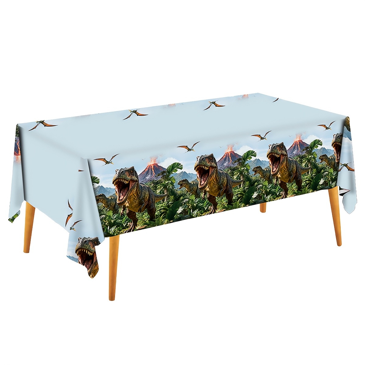 TEMU Dinosaur Birthday Party Tablecloth, Reusable Plastic Tablecloth Suitable For Children, For Themed Party Decorations, Rectangular Tablecloth,