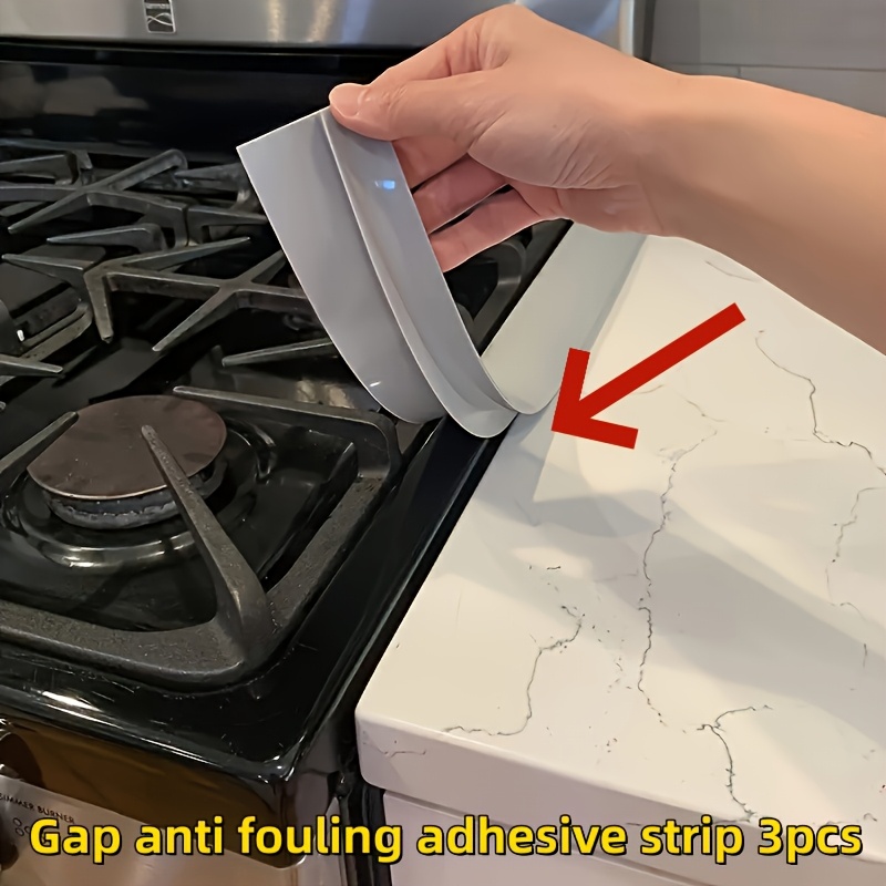3pcs Durable Silicone   Sealing Strip for Kitchen - High-Temperature, Waterproof And Dirt Resistant; an Essential Upgrade for Clean And Crumb-Free Countertops