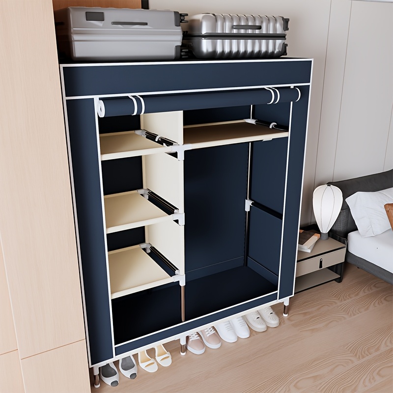 1pc large portable closet organizer with dust cover durable hangers easy assembly closed storage for bedroom dorm ideal for clothes bedding linen organization closet organizers and storage portable closets Product details 6