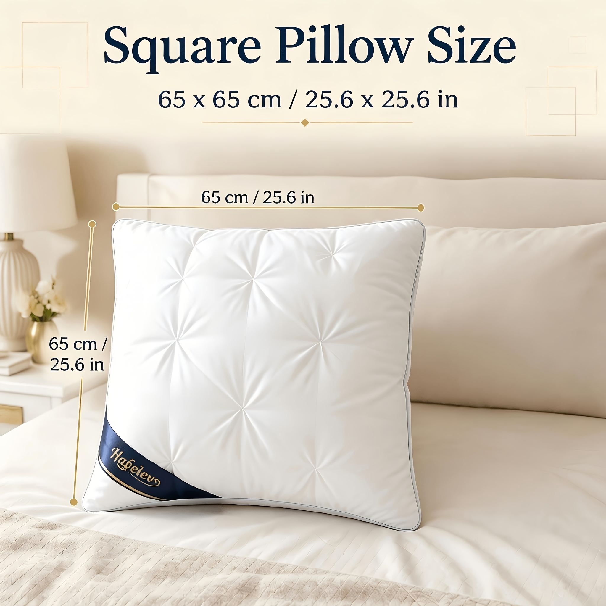 TEMU Pillows, 65 X 65cm Oversized White Satin Pillows With High- Filling. Ergonomic Cervical Support For Adults, Fluffy With Support. Great For Home,
