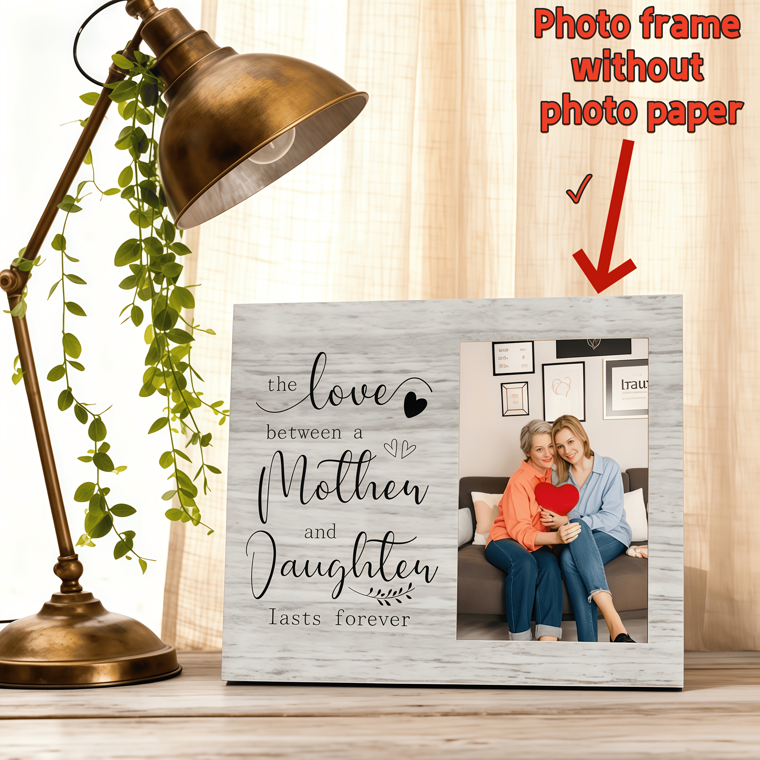 TEMU Mother-daughter Series Wooden Photo Frame (photo Paper Not Included), Home Decor This Frame Embodies The Sentiment Of 