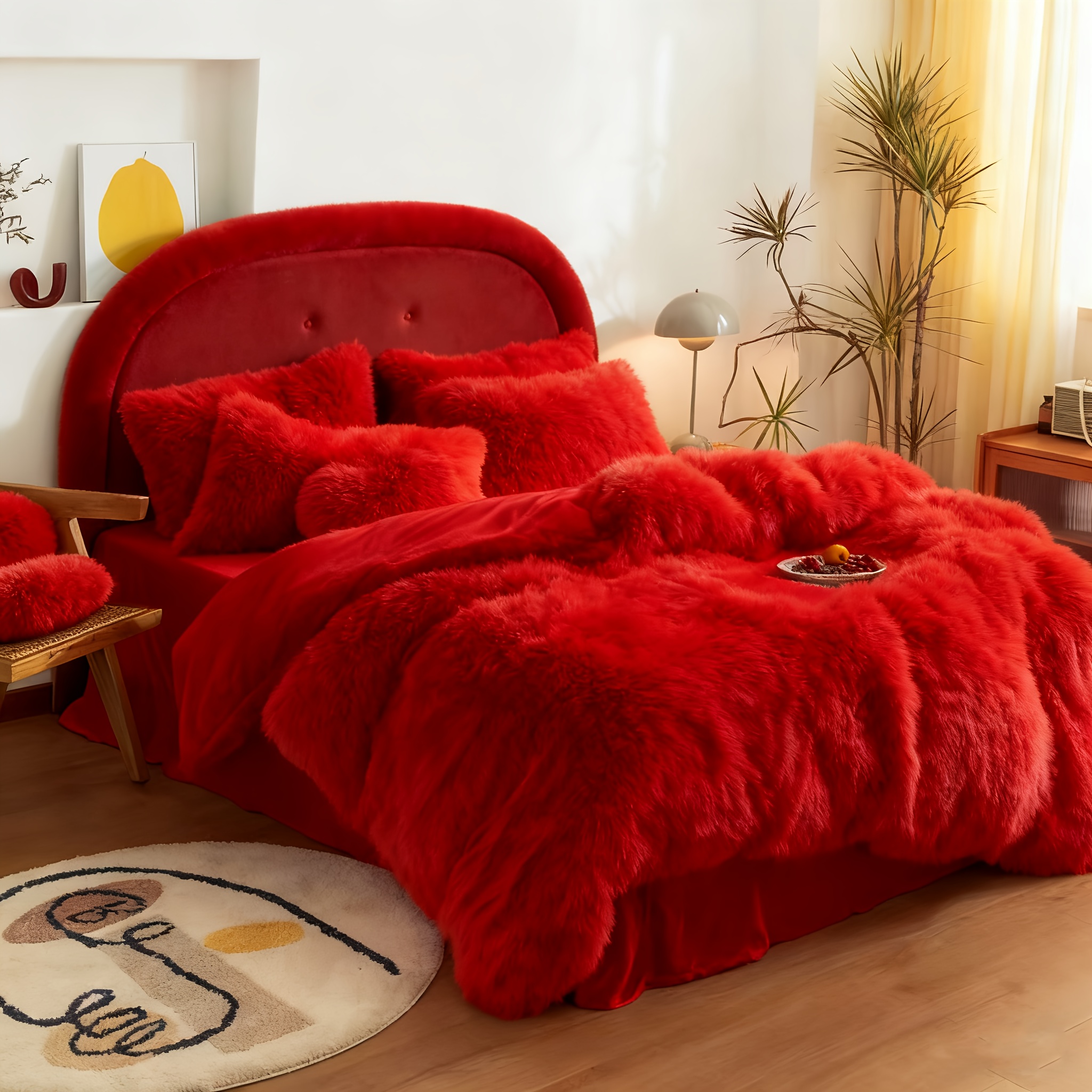 TEMU 3/4pcs Ultra Soft Plush Duvet Cover Set Twin/queen/king Size (comforter Cover + Pillowcases + Heart Pillow) - Cozy Bedding Set For & , Christmas