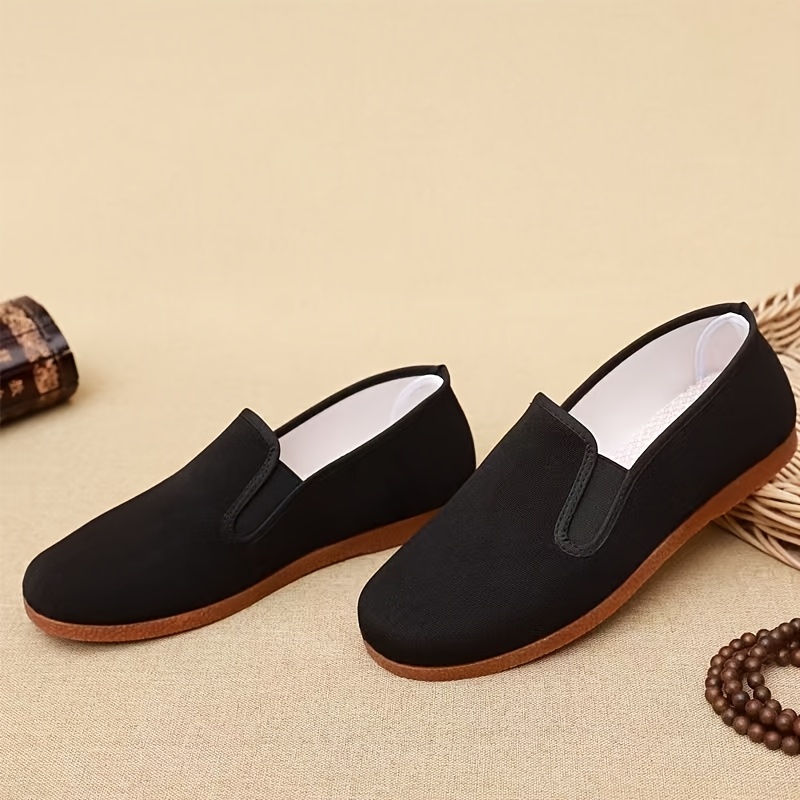 TEMU Men's Retro Traditional Cloth Shoes Single Shoes Breathable Lightweight Casual Flat Shoes Mid-age Dad Shoes