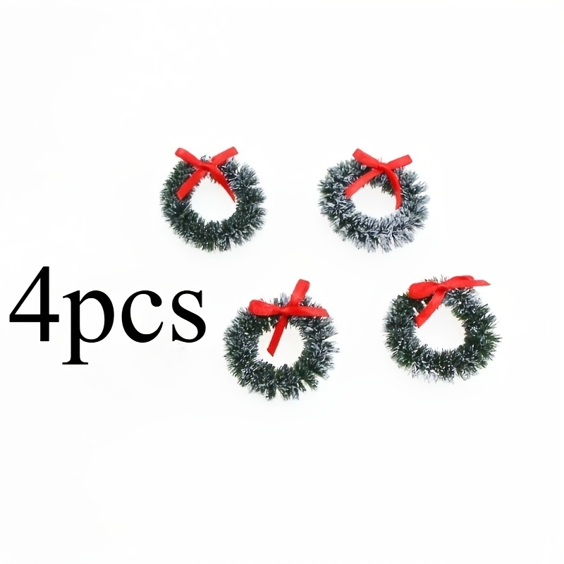 TEMU 4pcs Dollhouse Christmas Small Wreaths, Hanging Decorations, Realistic Christmas Round, Dollhouse Decoration Additions, Halloween And Christmas