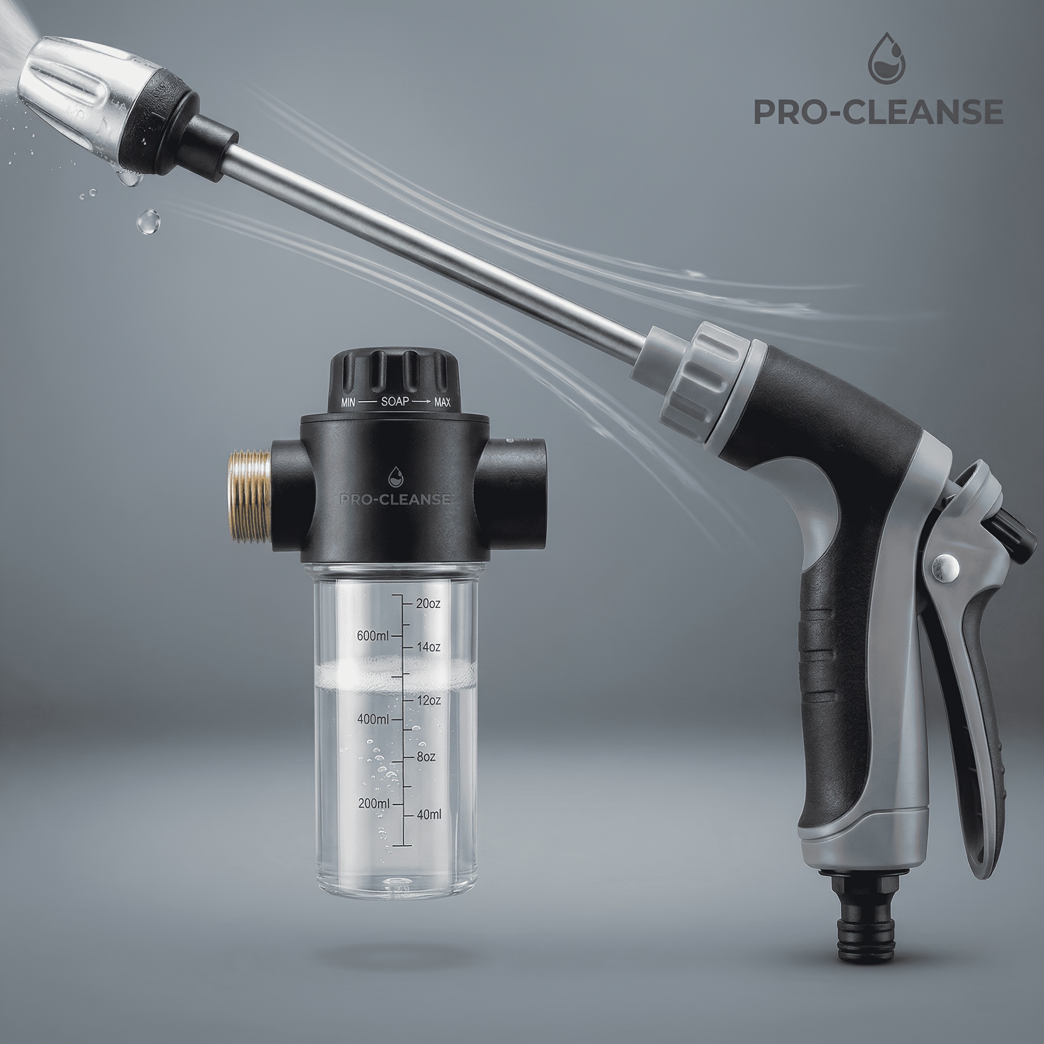 TEMU Versatile 2-in-1 Cleaning Tool: High Pressure Hose Nozzle & Long Wand Sprayer With . 600ml Soap Bottle, Foam Dispenser For Car Detailing, Yard