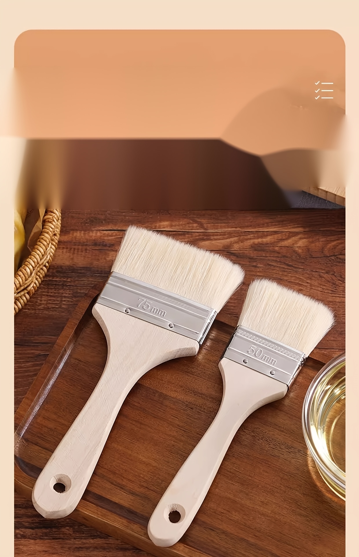 a wooden handle wool brush water based paint wooden handle soft brush baking and barbecue brush barbecue brush oil brush tool pancake coating brush pancake barbecue small   sauce household baking   brush details 6