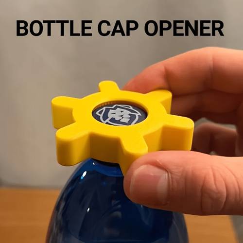 manueller plastikflaschen- und dosenöffner mit einem leicht greifbaren drehverschluss-design mit einem ergonomischen griff. dieses robuste gelbe -modell ist zum öffnen von soda- und getränkeflaschen.