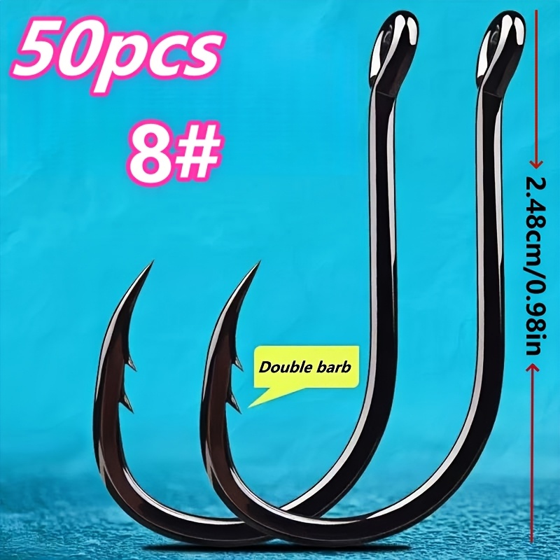 TEMU 50 Hameçons de pêche à double de haute qualité, fabriqués en acier à haute teneur en carbone. arêtes à l'extrémité de réduisent considérablement