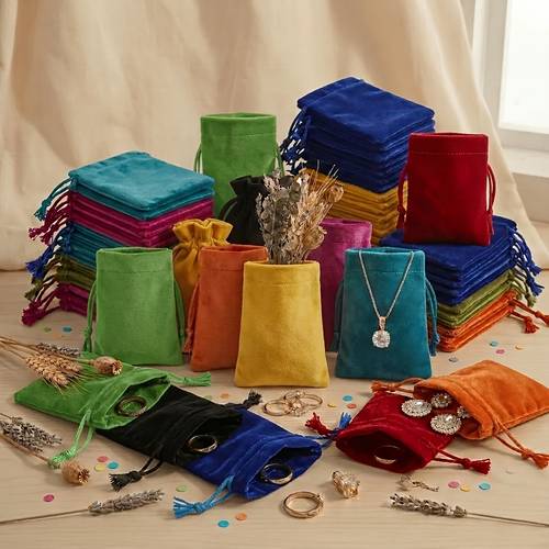 regalo para ella/él 46 piezas de mini neceseres de terciopelo de felpa, adecuados para recuerdos de boda, bolsitas para joyas con cierre de cordón y en relieve - bolsas de regalo de tela y , colores surtidos para recuerdos de , exhibición de boutique, almacenamiento de