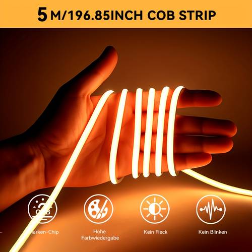 cob led strip light usb powered flexible self cuttable 400 lamps meter design for furniture cabinet bedroom ambient lighting warm white daylight color adjustable