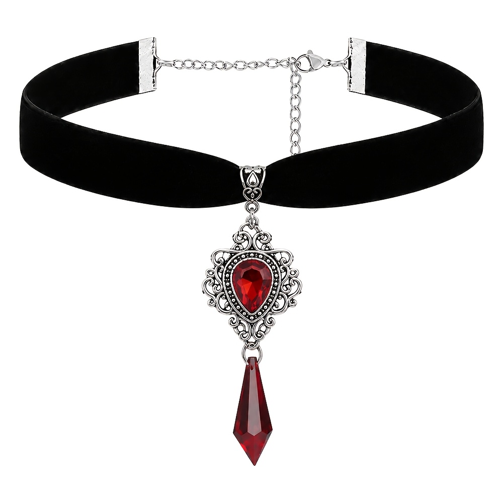 TEMU Gothique Y2K Victorien - Collier ras du cou à pendentif en de florale ajourée, plaqué K, convient pour Halloween, Noël, les fêtes, , accessoire