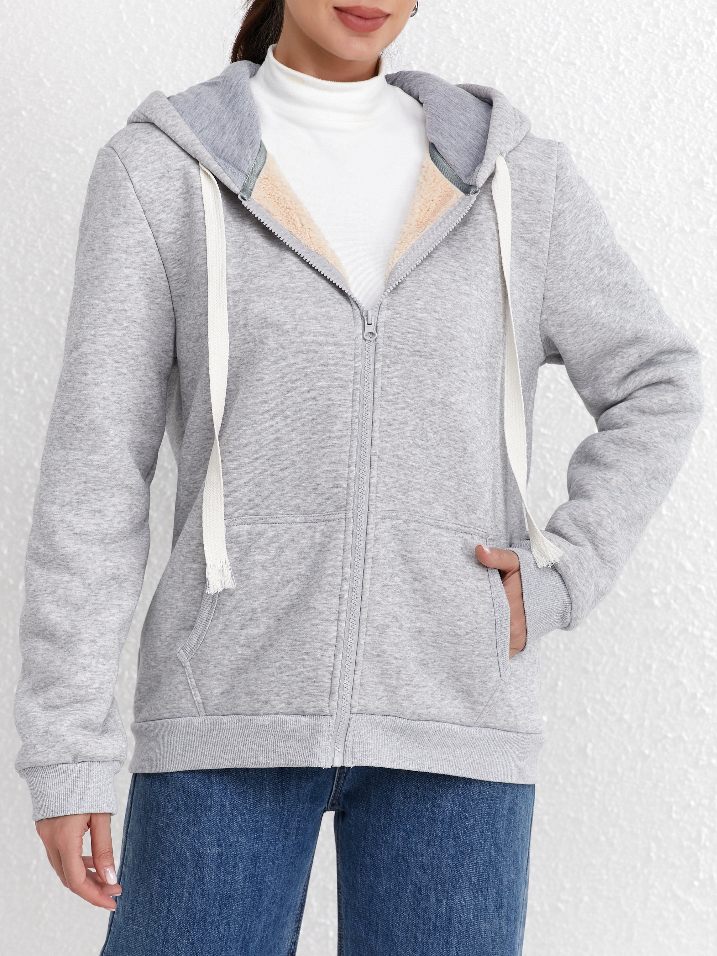 algodón elegante capucha forrada sherpa Temu Spain