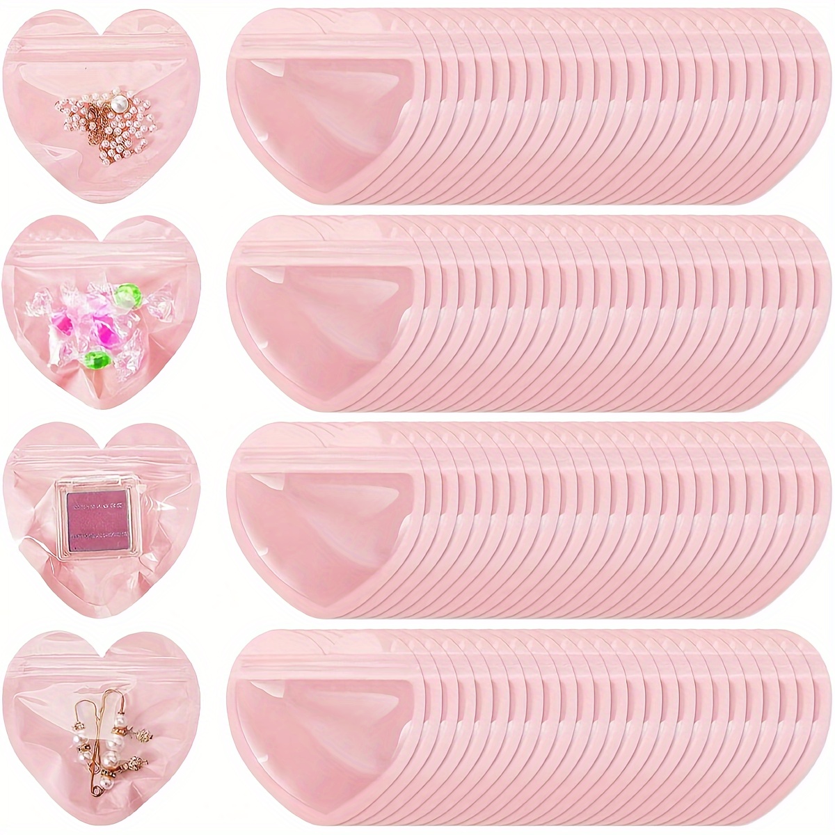 

20pcs Sacs d'Emballage en PVC Rose en de Cœur pour Bijoux - Idéal pour , Boucles d'Oreilles, Bracelets - , Transparent avec Étanchéité - Parfait pour les , Anniversaires, Saint-Valentin & Plus