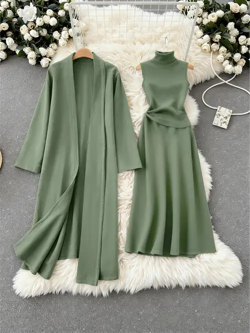 3 piece dress for ladies Custom Navy Three-Piece Suit for Women