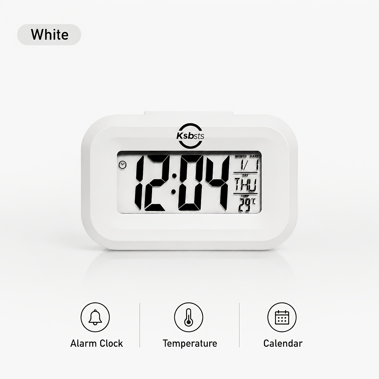 TEMU 5-kleuren digitale wekker met thermometer en hygrometer, LCD bedwekker met kalender, en dag weergave, functie, binnen temperatuur monitor voor