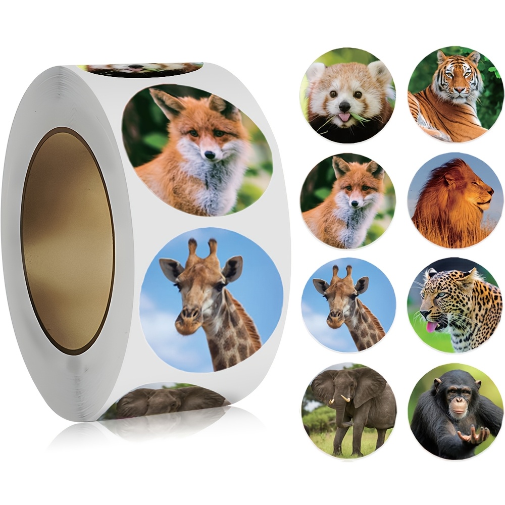 TEMU 500 Stück Rolle (8 Arten) Tiger-Löwe-Panda-Tieraufkleber, geeignet für Scrapbooking, Geschenkverpackung, Tagebücher – Etiketten im chinesischen