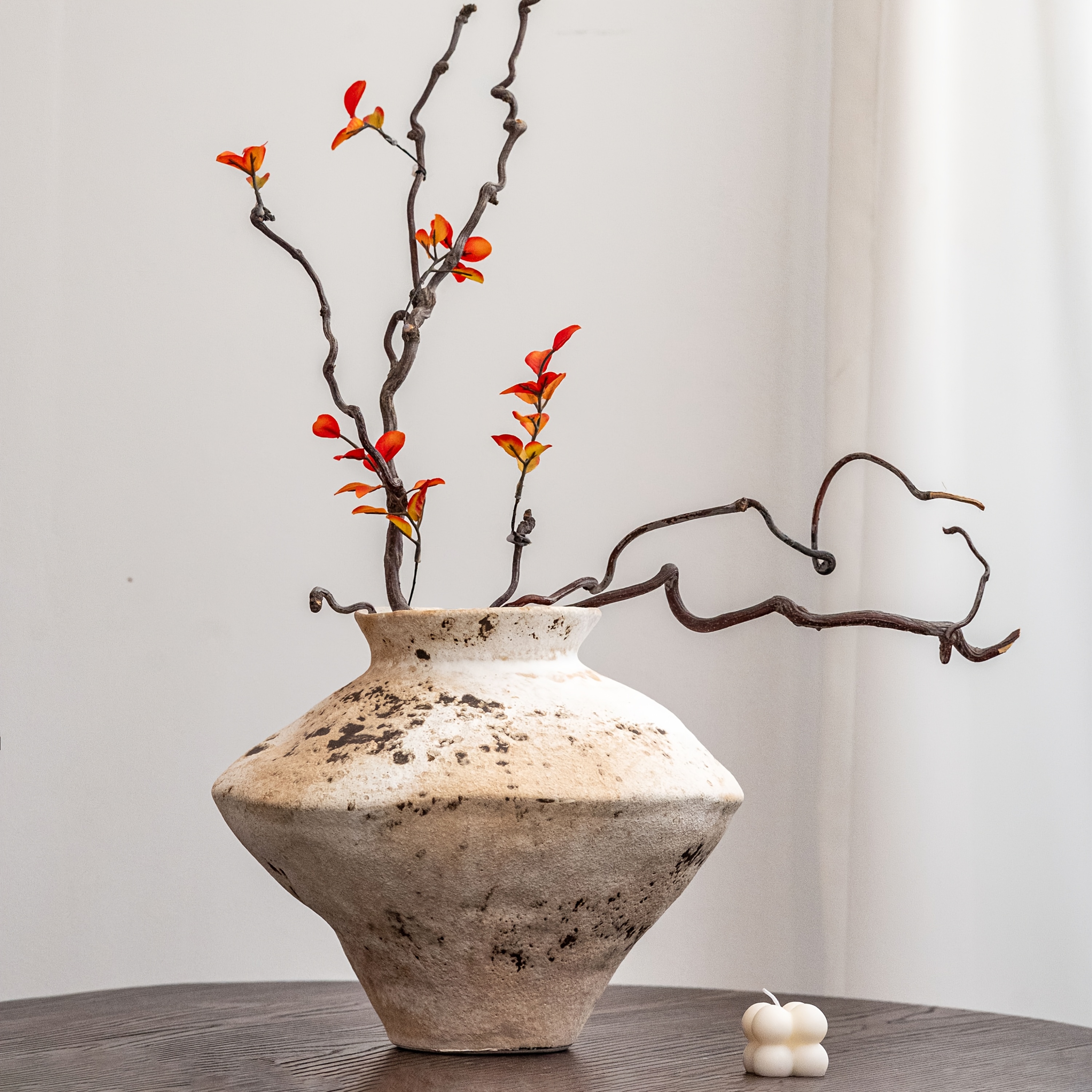 1pc Wabi-Sabi Style Vintage Ceramic Vase with a Rough Artistic Feel, Suitable for Soft Decoration in The Living Room. This Ceramic Flower Arrangement Container Is Perfect for Home Decor, Ideal for The Living Room, Hallway, TV Cabinet, And Tabletop