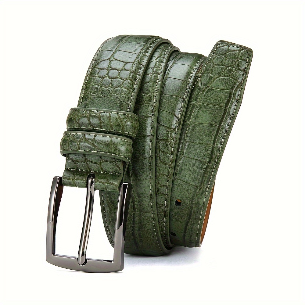 

Stylish Men's Crocodile Pattern Belt With Pin - Premium Genuine Leather, Jeans & Casual Wear