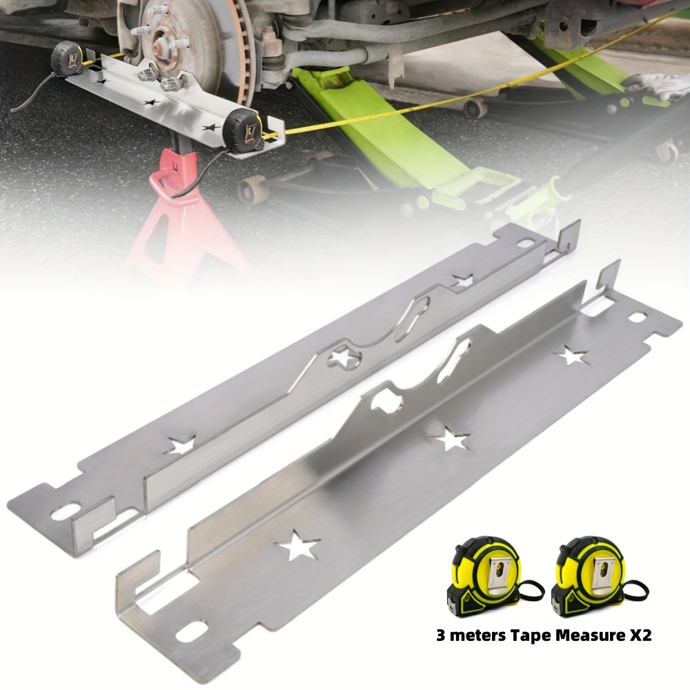 TEMU 2pcs Stainless Steel Advanced Wheel Alignment Tools With Suspension Holes, Wheel Alignment Tool Includes 2 3 Meters Tape Measure, Toe Alignment