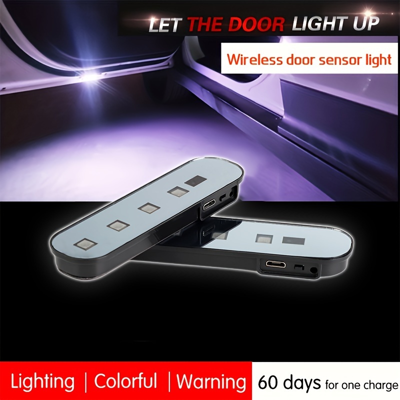 4/2pcs luce interna per auto porta di cortesia LED magnetico lampada di  benvenuto sicurezza magnetica strobo di ricarica del segnale universale  senza
