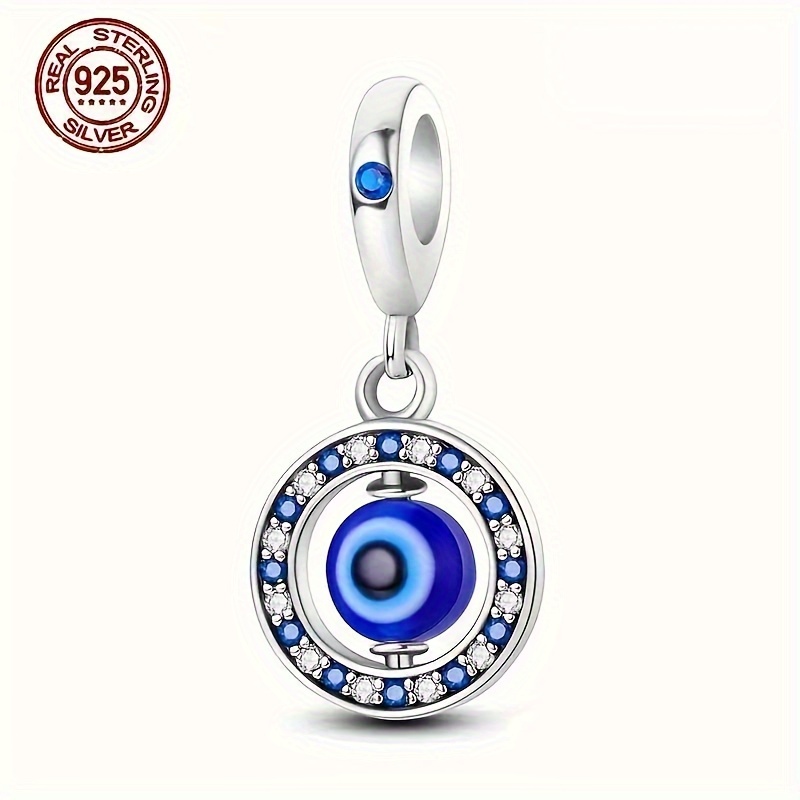 

Pendentif rotatif en argent sterling 925 avec œil charmant, compatible avec les bracelets et les colliers, cadeau de bijoux tendance pour l'anniversaire d'une femme.