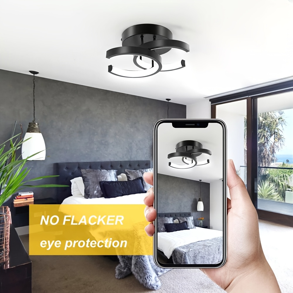 1pc Modern Minimalist Arc LED Ceiling Light, 3000-6000k Adjustable LED Ceiling Light, Black/White Metal Design, Wide Voltage Hardwired, for Hallways, Kitchens, Bathrooms, Stairs, Balconies, and Indoor Lighting, Indoor Lighting Solution|Sleek Ceiling Light|Adjustable Color Temperature, LED Ceiling Lights
