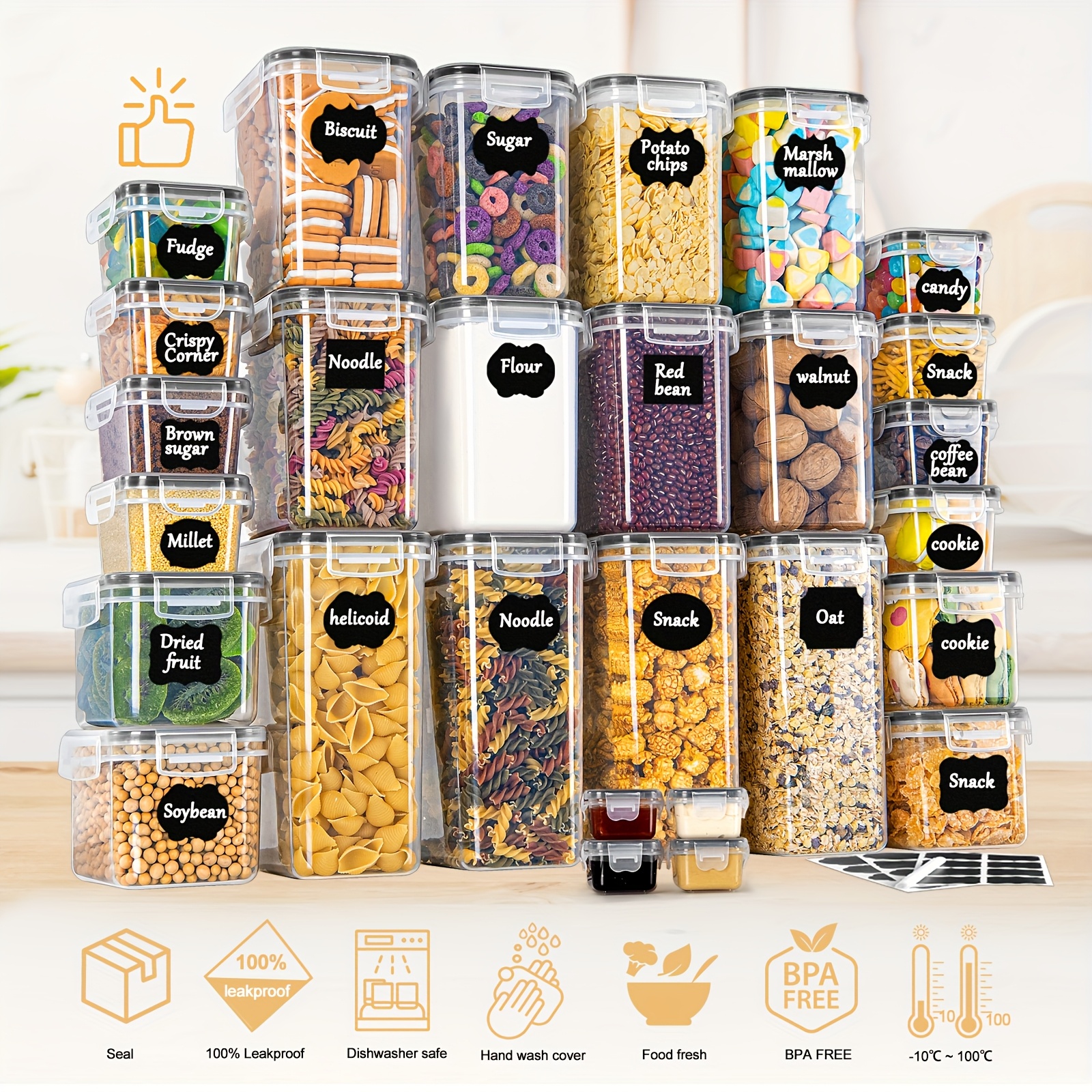 TEMU Furniture Is Essential! Storage Boxes 28 Set, Storage Box Kitchen Organizer, Airtight Storage Container Plastic With Lid, Storage Box For Cereal